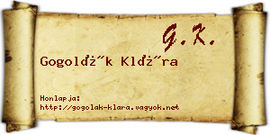 Gogolák Klára névjegykártya